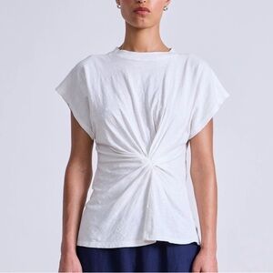 NWOT Apiece Apart White Volta Twist-Front Short Sleeve T Shirt Top
